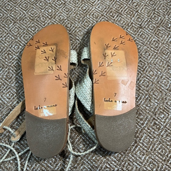 BEEK BY TWO BIRDS Cuckoo Ankle Tie Sandal BRAIDED LEATHER Womens SZ 7 Beach EUC - Picture 6 of 6